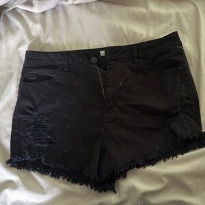 Refuge Black Jean Shorts Distressed Style